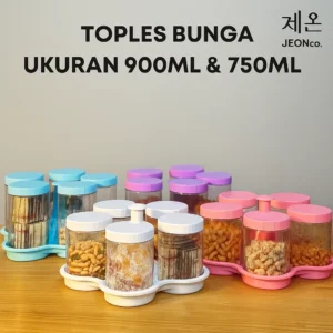 Toples Bunga Kristal Calista Toples 5 Set + Nampan Toples Kue Lebaran 5in1