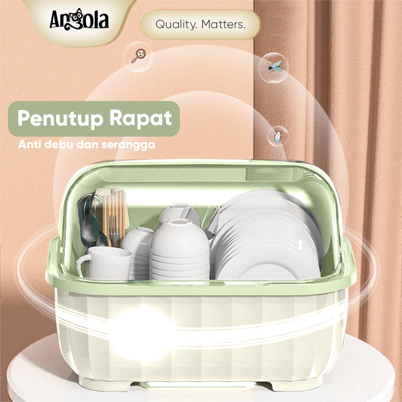 Rak Piring Tertutup Minimalis C29 Tempat Penyimpanan Alat Makan Mangkuk Sendok Sumpit Garpu - Gambar 3