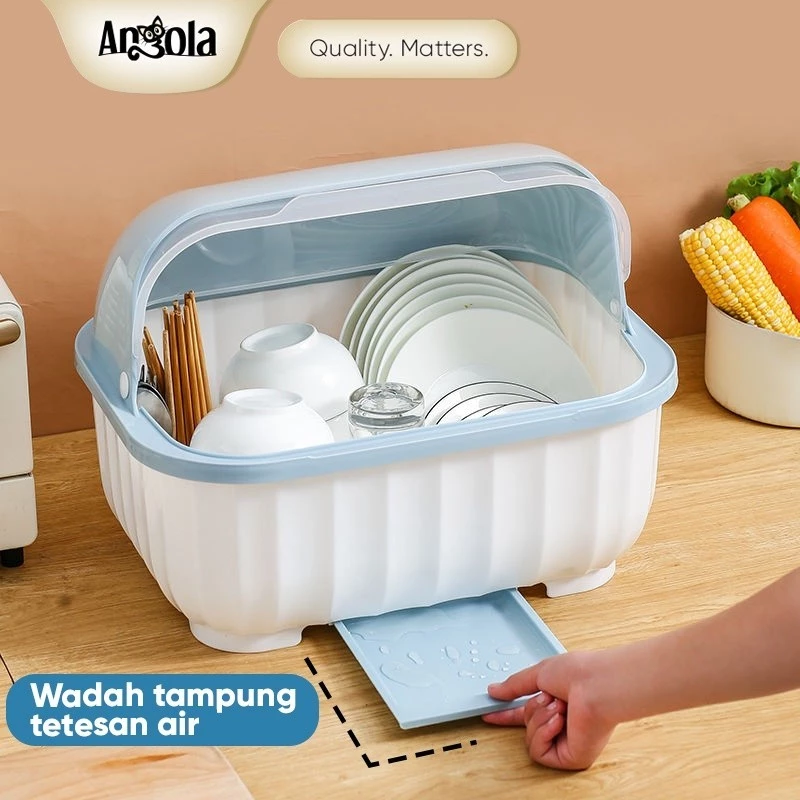 Rak Piring Tertutup Minimalis C29 Tempat Penyimpanan Alat Makan Mangkuk Sendok Sumpit Garpu - Gambar 2